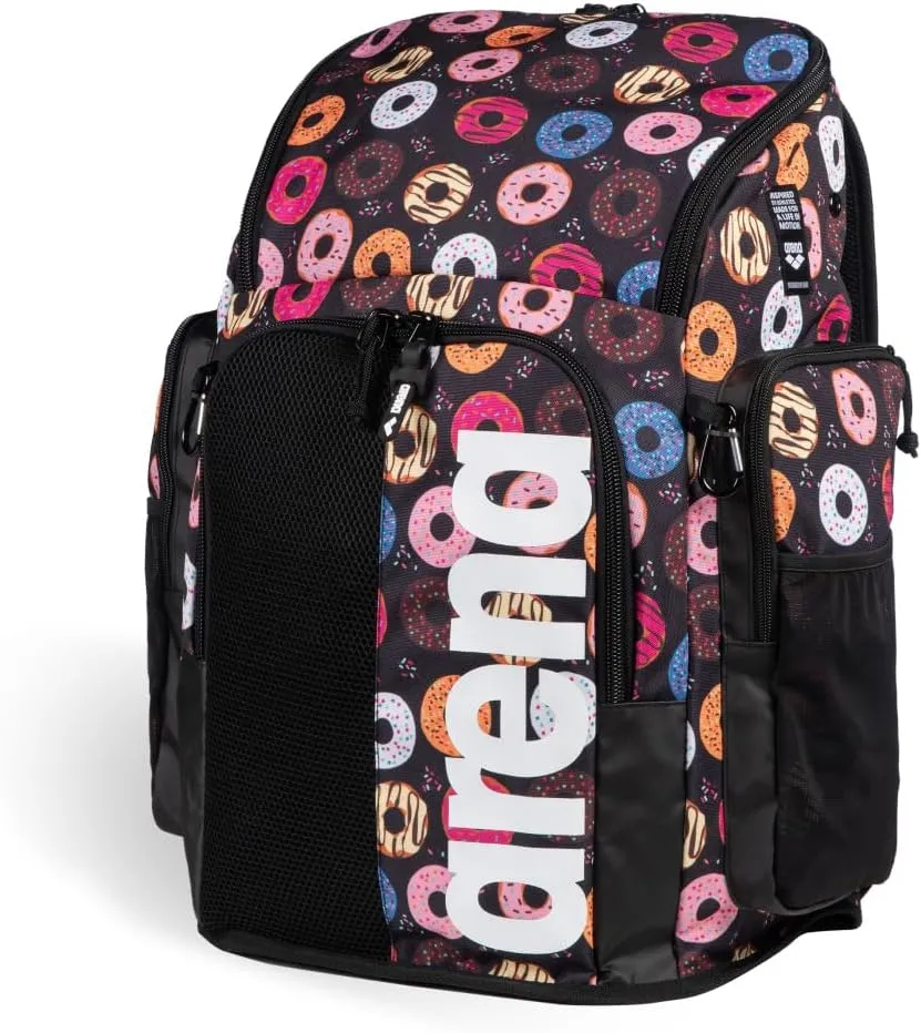 ARENA Spiky III Backpack 45 Swimming Athlete Sports Gym Rucksack Large Training Gear Equipment Swim Bag for Men and Women, 45 Liters, Donuts