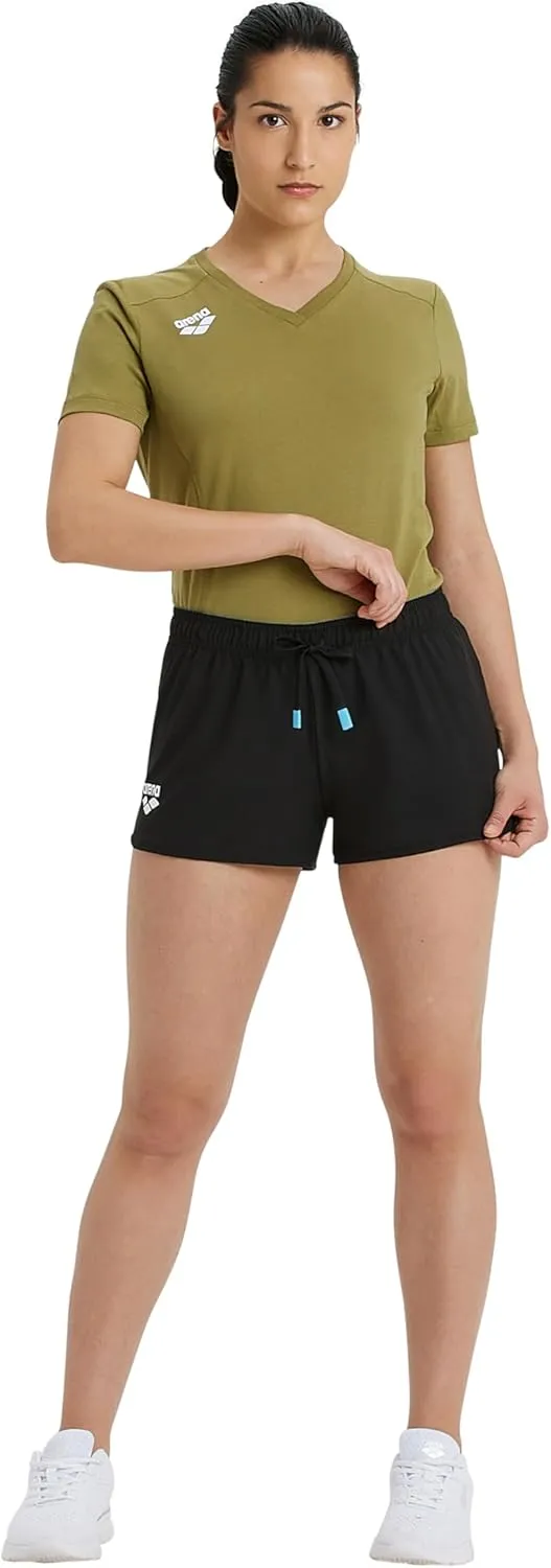 ARENA Women's Team Solid 100% Polyester Athletic Shorts with Side Pockets and Drawstring