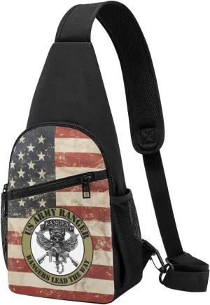 Army Airborne Rangers Logo Sling Bag Crossbody Backpack Shoulder Casual Daypack Bags for Men