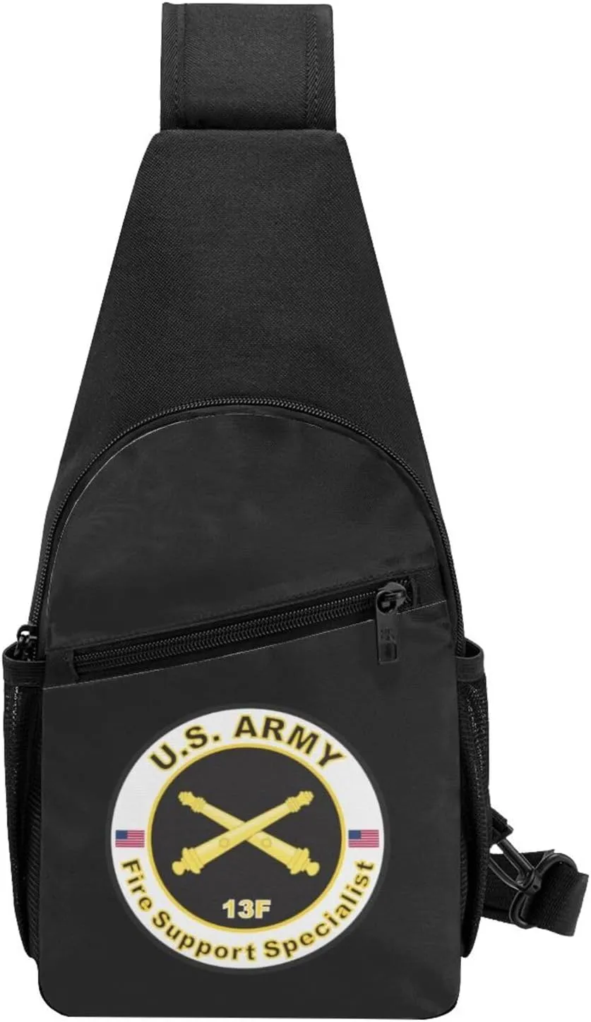 Army MOS 13F Fire Support Specialist Sling Bag Crossbody Backpack Shoulder Casual Daypack Bags for Men