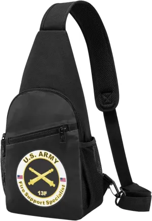 Army MOS 13F Fire Support Specialist Sling Bag Crossbody Backpack Shoulder Casual Daypack Bags for Men