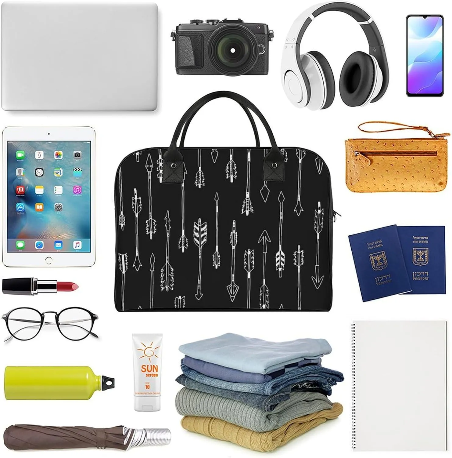 Arrow Black A Sturdy And Sturdy Travel Handbag, A Large Capacity Portable Handbag