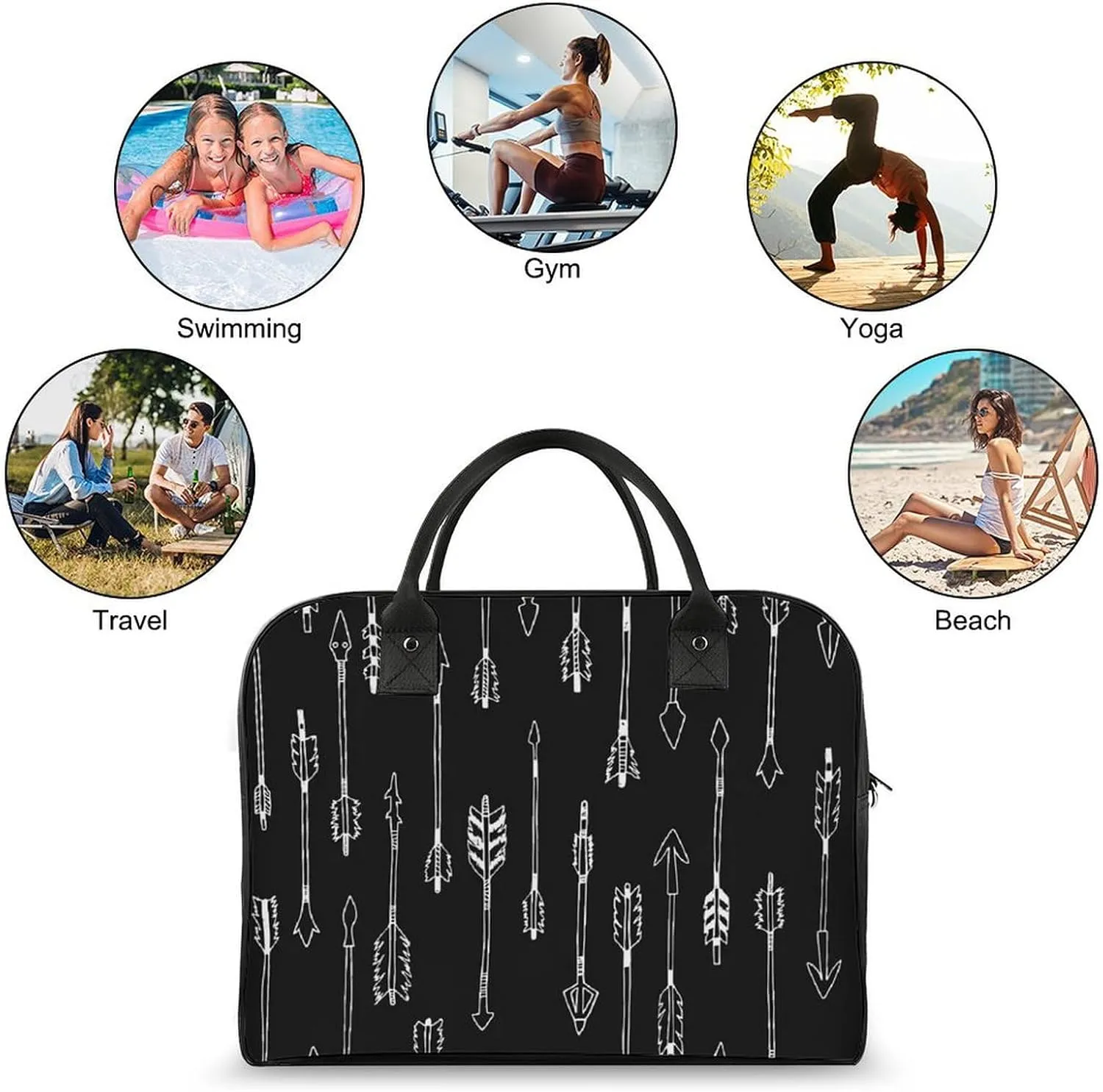 Arrow Black A Sturdy And Sturdy Travel Handbag, A Large Capacity Portable Handbag