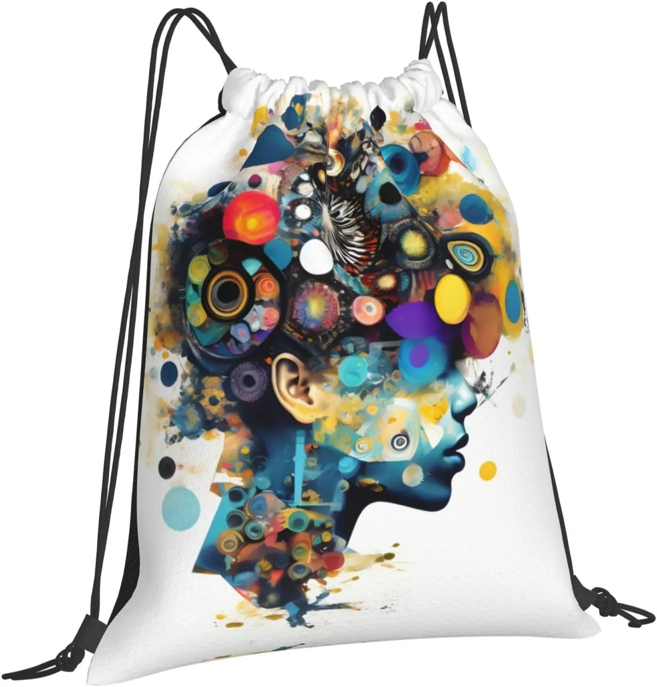 Artificial Intelligence Brain Print Sports Drawstring Backpack,Water Resistant Bag, Gym Backpack for Women Men