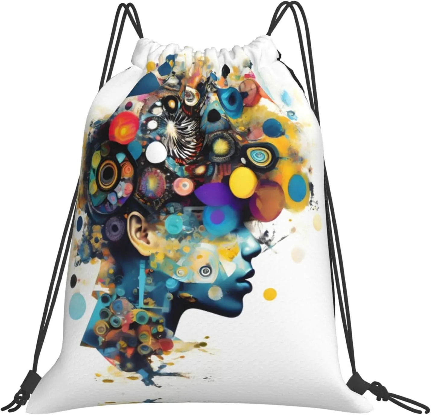 Artificial Intelligence Brain Print Sports Drawstring Backpack,Water Resistant Bag, Gym Backpack for Women Men