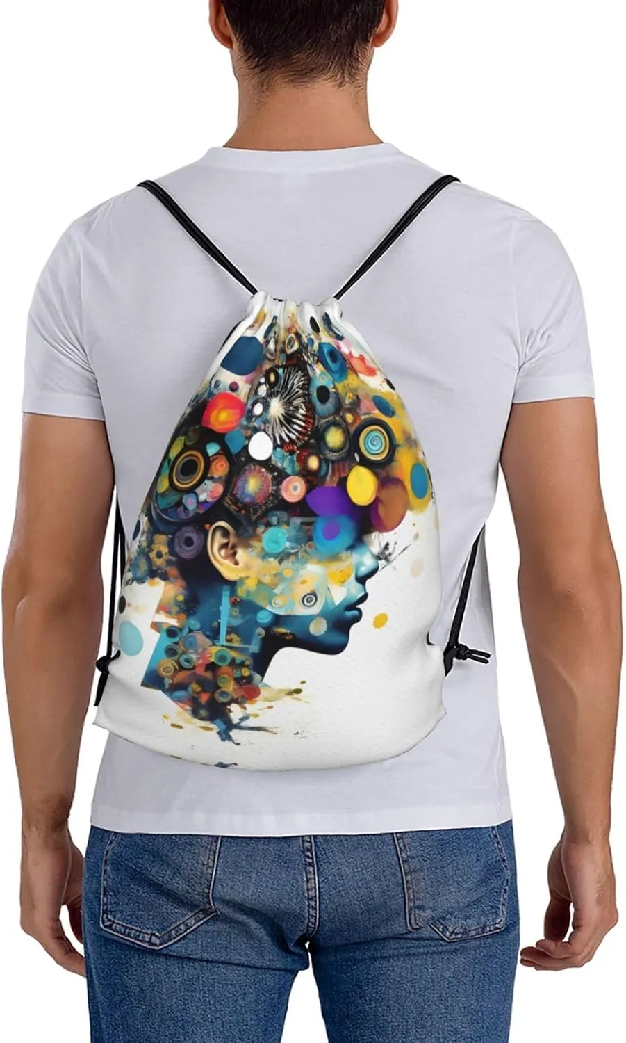 Artificial Intelligence Brain Print Sports Drawstring Backpack,Water Resistant Bag, Gym Backpack for Women Men
