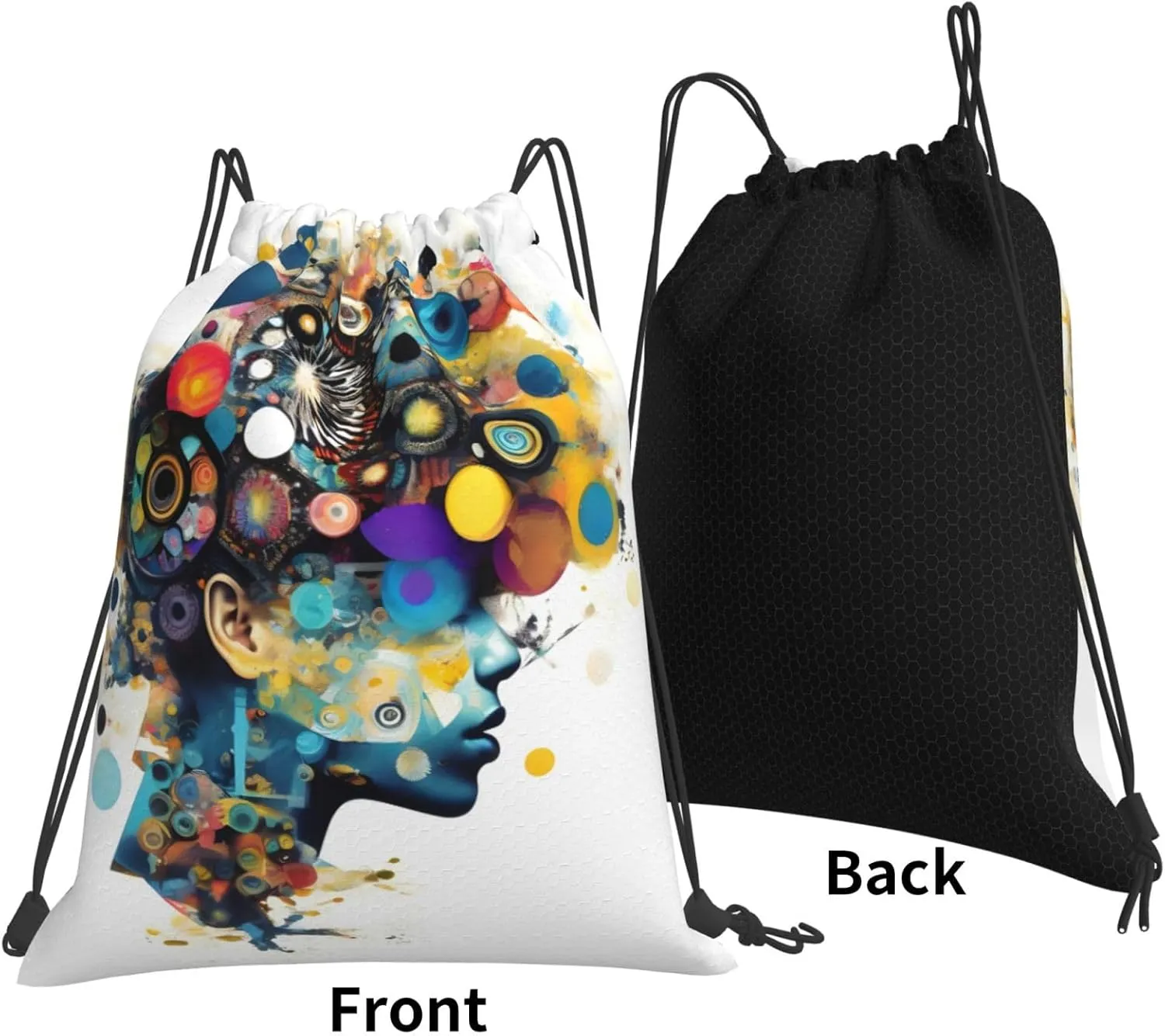 Artificial Intelligence Brain Print Sports Drawstring Backpack,Water Resistant Bag, Gym Backpack for Women Men