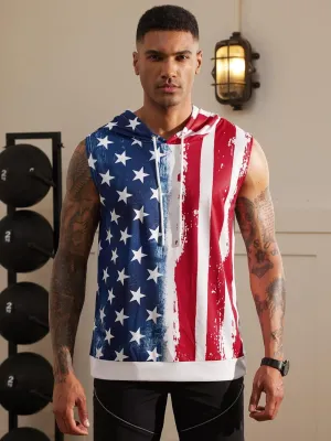 Arvilhill Men's 4th of July Hooded Tank Tops American Flag Sleeveless Shirts Patriotic Muscle Cutoff Shirt (S-XXL)