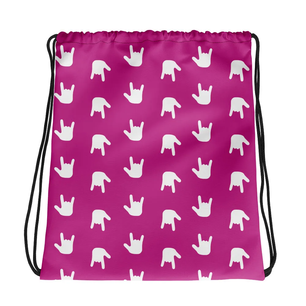 ASL Bag "ILY Wave" Polyester 15x17 ASL Drawstring Bag