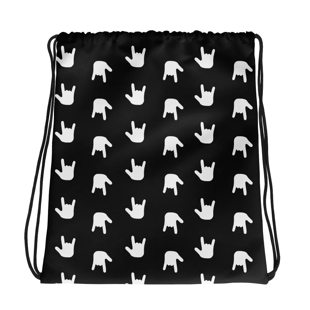 ASL Bag "ILY Wave" Polyester 15x17 ASL Drawstring Bag