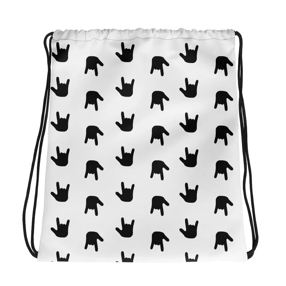 ASL Bag "ILY Wave" Polyester 15x17 ASL Drawstring Bag