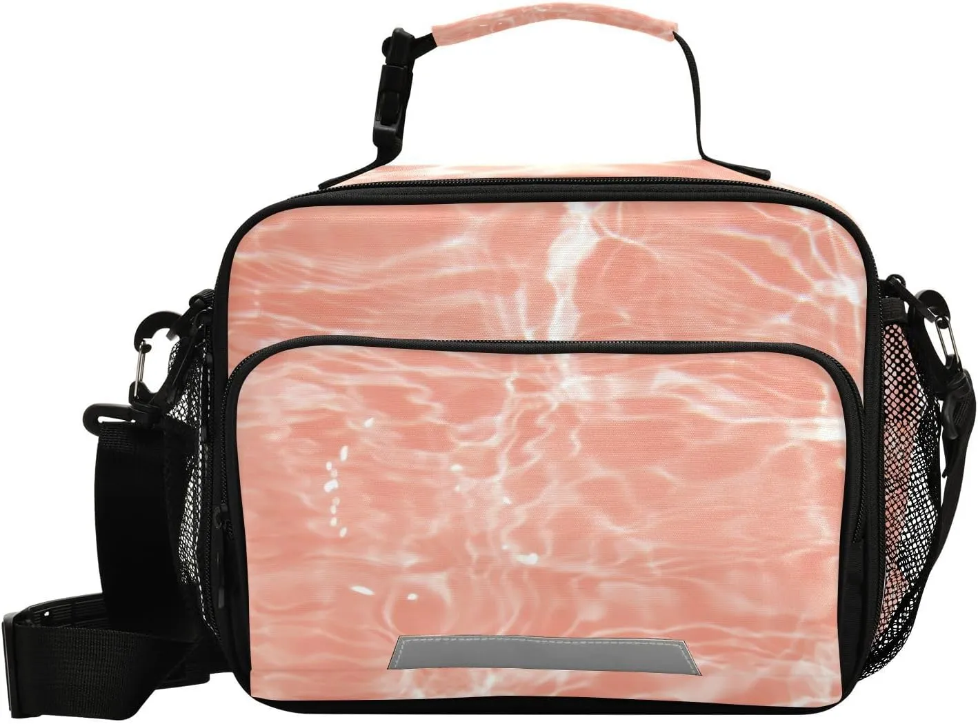 Aslsiy Lunch Bag for Women Blurred Clear Calm Water Insulated Lunch Box Orange Handbag with Adjustable Shoulder Strap for Office Picnic Travel