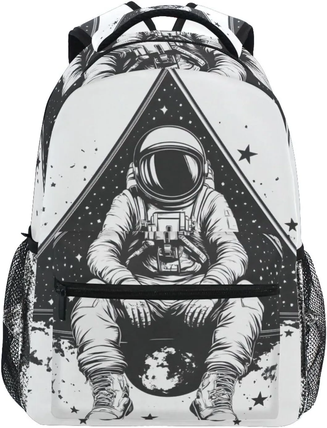 Astronaut Black and White Backpack 3rd 4th 5th Grade School Bookbag Travel Laptop Daypack Bag Purse for Boys Girls Teens