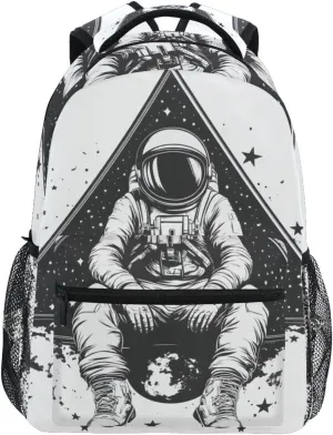 Astronaut Black and White Backpack 3rd 4th 5th Grade School Bookbag Travel Laptop Daypack Bag Purse for Boys Girls Teens