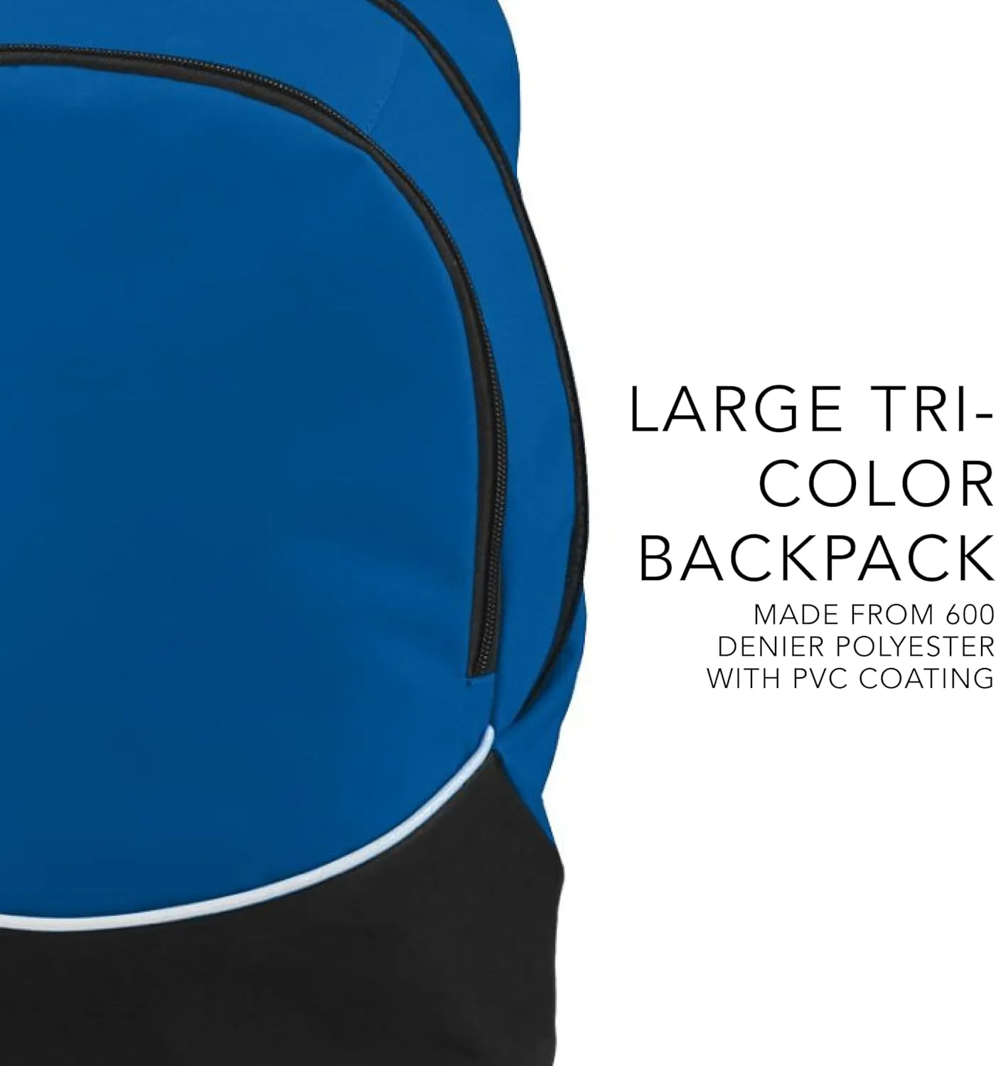Augusta Sportswear Large Tri-Color Backpack, One Size, Royal/Black/White