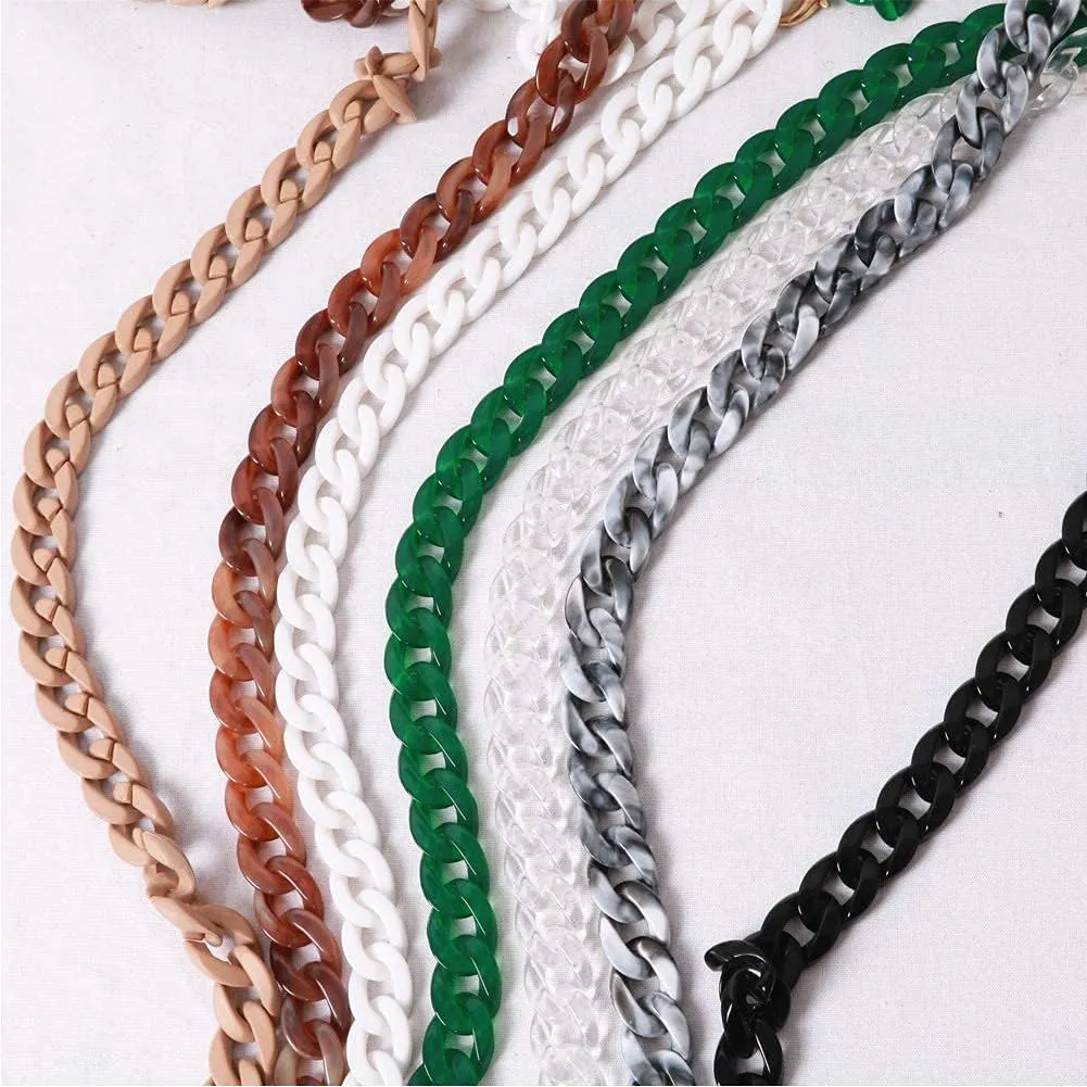 Aumey Clear White Black Brown Acrylic Chain Clutch Purse Strap Handles Bag Handbag Purse Replacement Chains 40 Inches