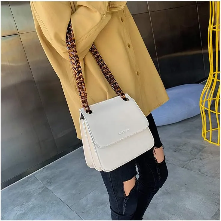 Aumey Clear White Black Brown Acrylic Chain Clutch Purse Strap Handles Bag Handbag Purse Replacement Chains 40 Inches