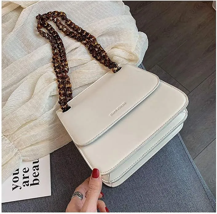 Aumey Clear White Black Brown Acrylic Chain Clutch Purse Strap Handles Bag Handbag Purse Replacement Chains 40 Inches