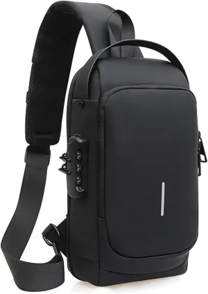 Auricz Bag,Auricz Sling Bag,Carbon Fiber Streamline USB Charging Sport Shoulder B ag for Men,Anti-Theft,Waterproof