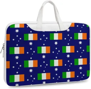 Australia & Ireland Friendship Flag Laptop Sleeve Bag Protective Case Handbag With Shoulder Strap for Computer 10-17 Inch