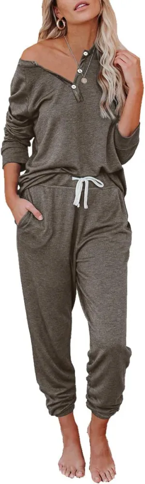 AUTOMET Womens 2 Piece Outfits Pajamas Sets Fall Lounge Sets Loungewear Sweatsuits with Sweatpants