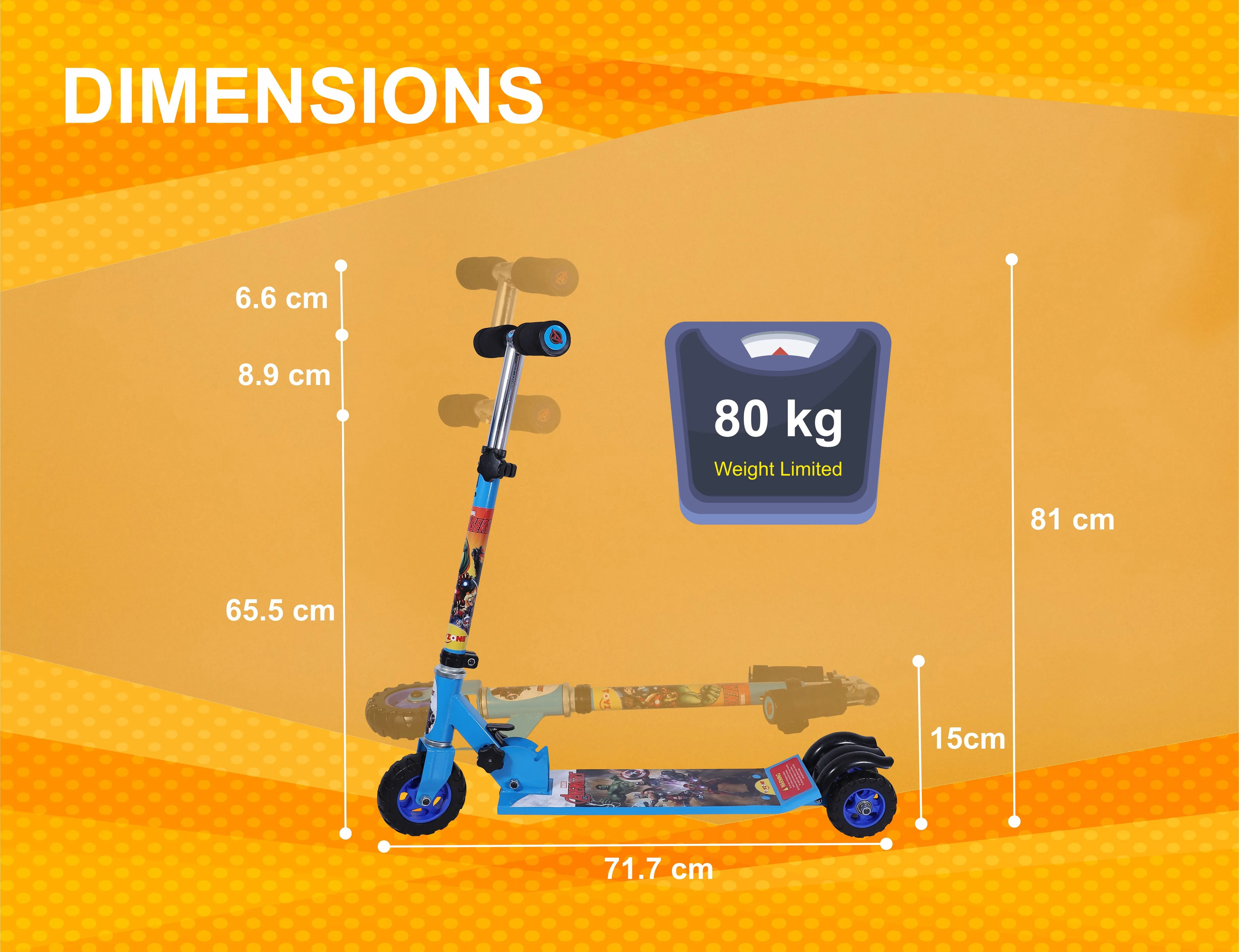Avengers Scooter Giant | Kids Scooter | Adjustable & Foldable Scooter | Skateboard Scooter | Rear Brake Scooter for kids | Foldable Kids Scooter | For Kids age 5  years