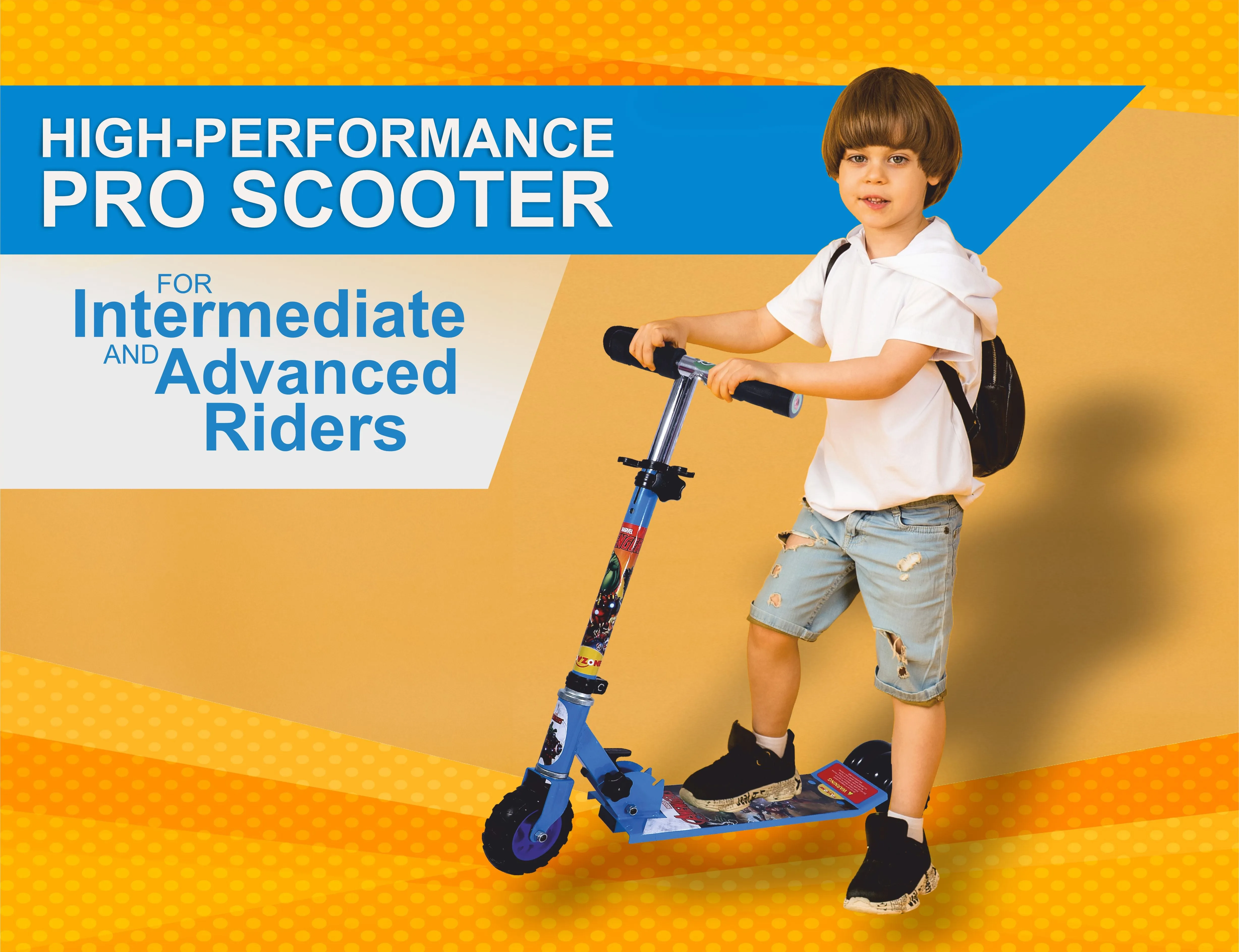 Avengers Scooter Giant | Kids Scooter | Adjustable & Foldable Scooter | Skateboard Scooter | Rear Brake Scooter for kids | Foldable Kids Scooter | For Kids age 5  years