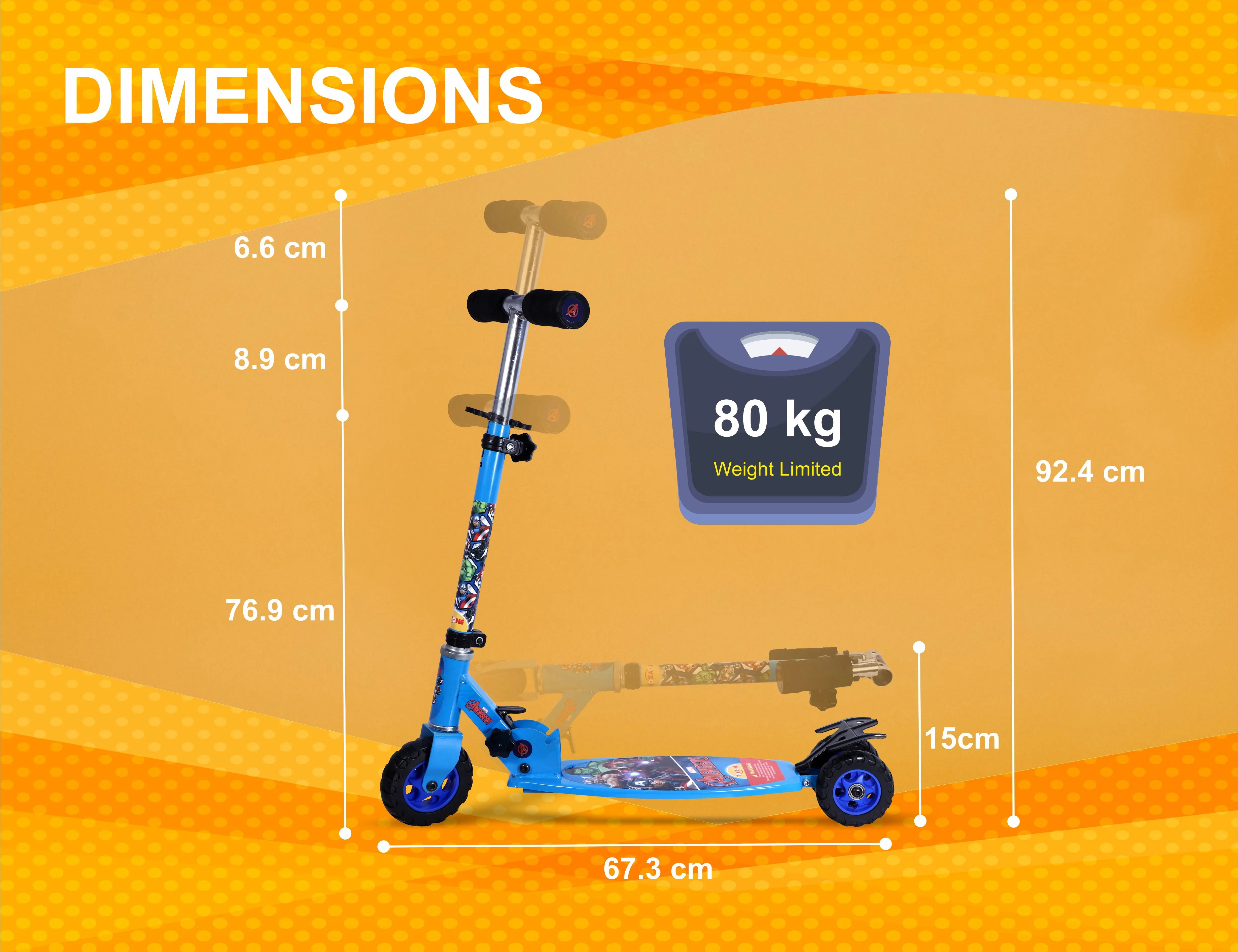 Avengers Scooter Oval | Kids Scooter | Adjustable & Foldable Scooter | Skateboard Scooter | Rear Brake Scooter for kids | Foldable Kids Scooter | For Kids age 5  years