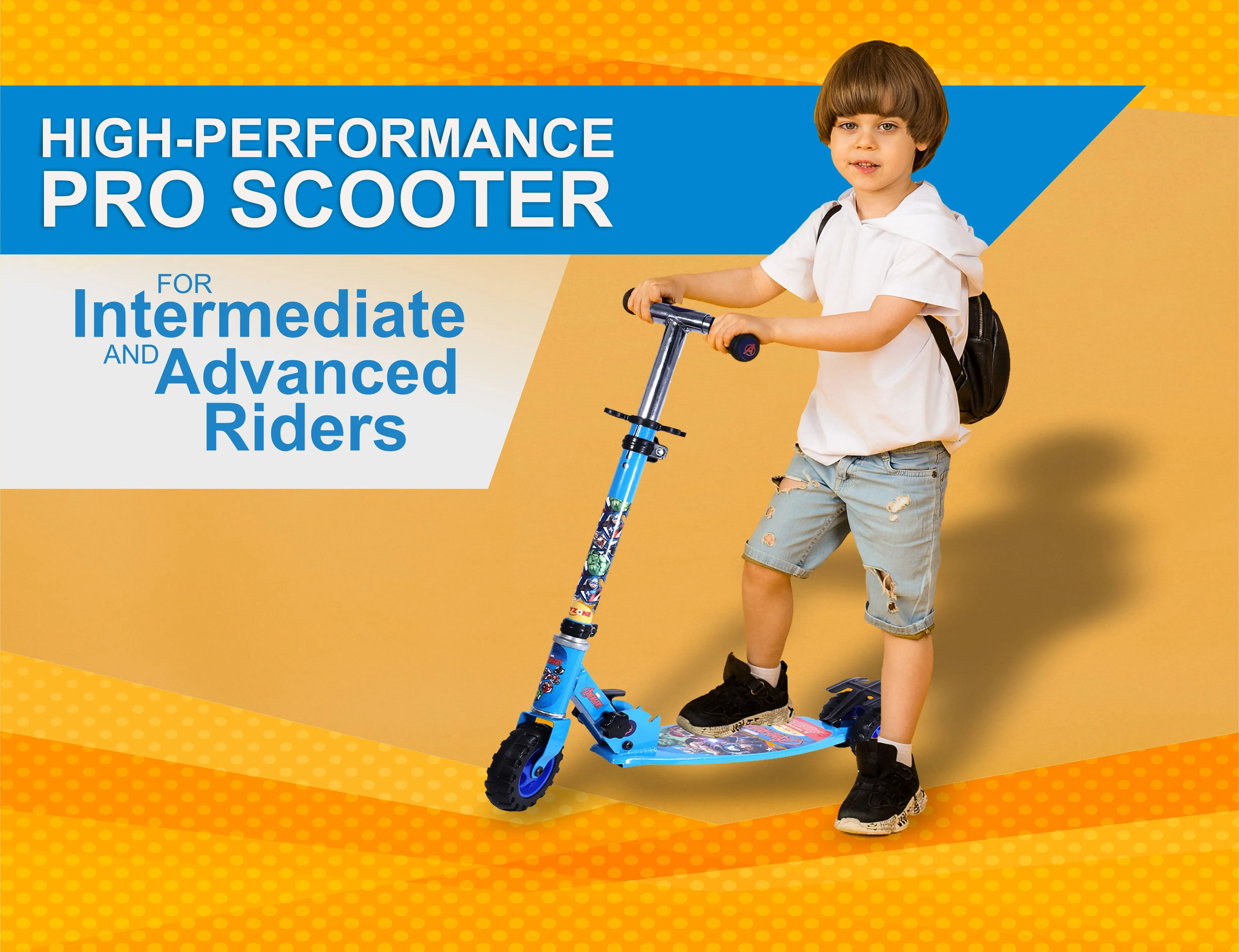 Avengers Scooter Oval | Kids Scooter | Adjustable & Foldable Scooter | Skateboard Scooter | Rear Brake Scooter for kids | Foldable Kids Scooter | For Kids age 5  years