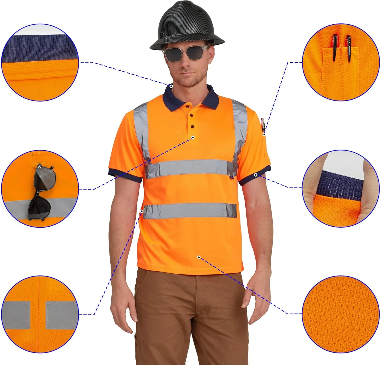 AYKRM High Visibility Security Polo Shirts neon Construction Work Shirts