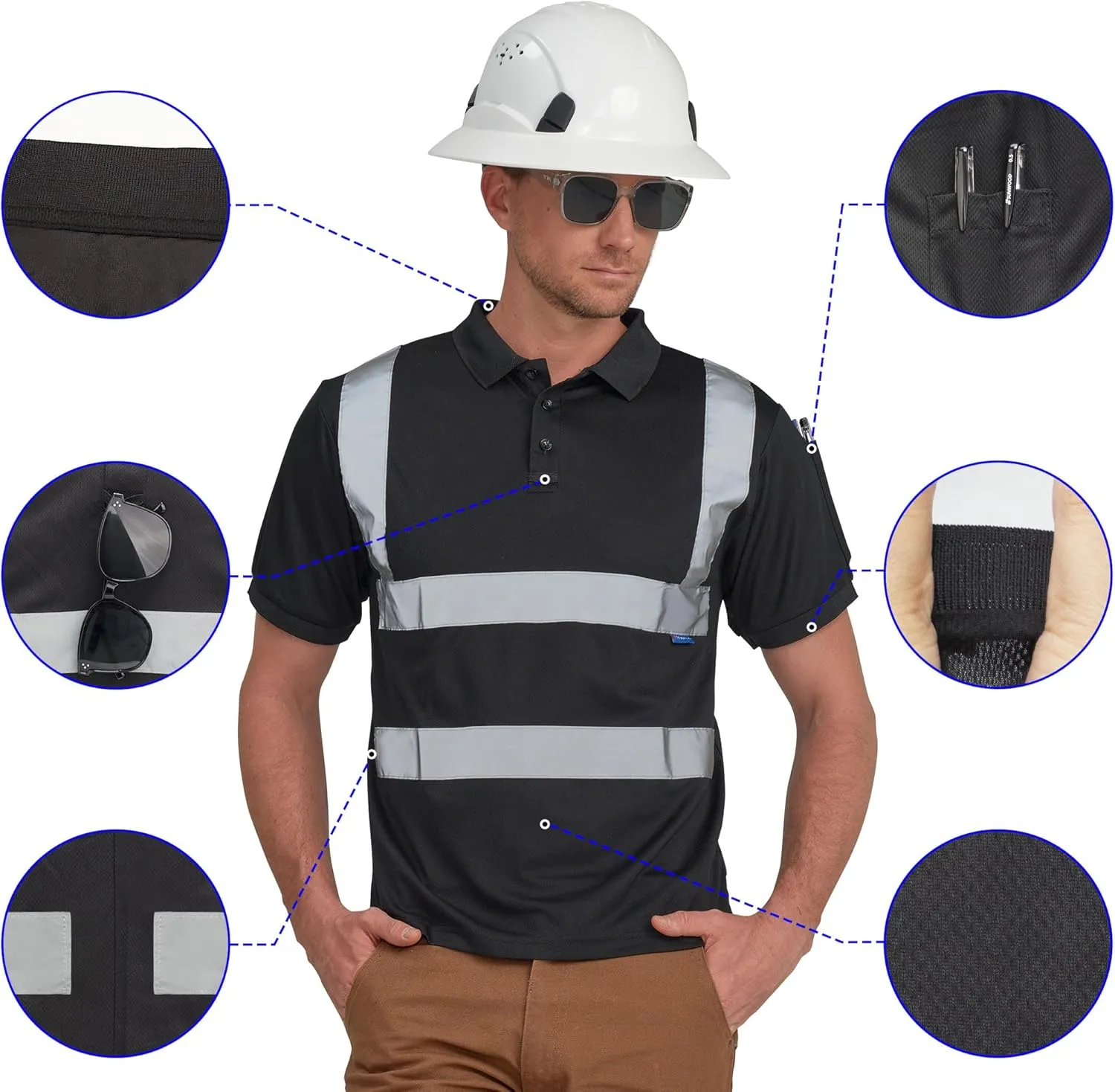 AYKRM High Visibility Security Polo Shirts neon Construction Work Shirts