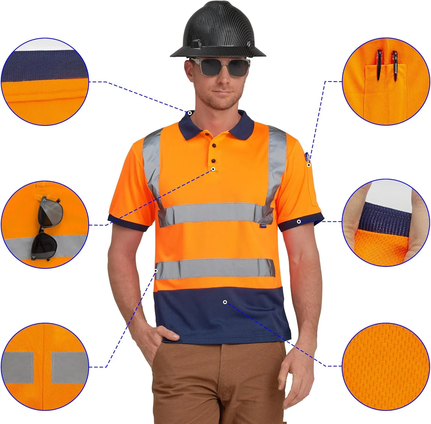 AYKRM High Visibility Security Polo Shirts neon Construction Work Shirts