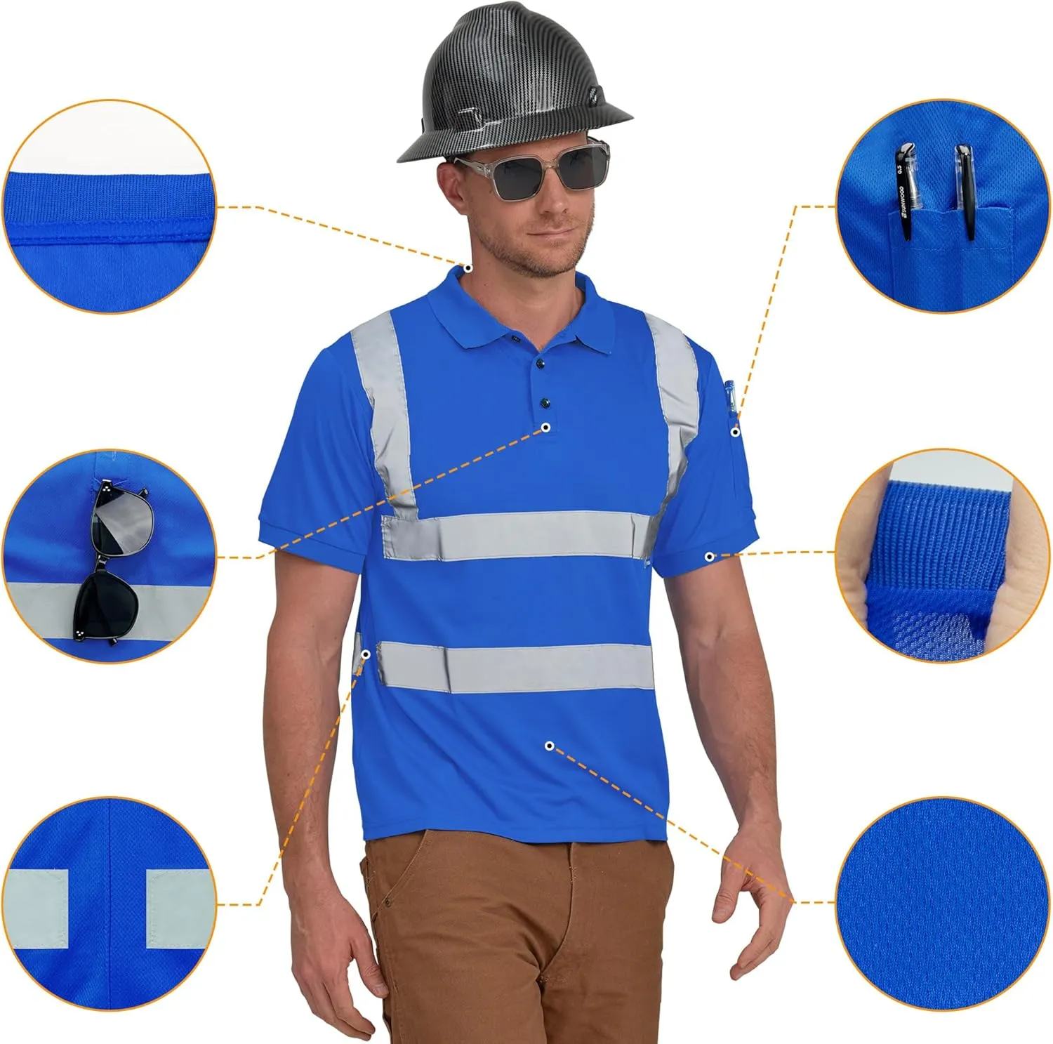 AYKRM High Visibility Security Polo Shirts neon Construction Work Shirts