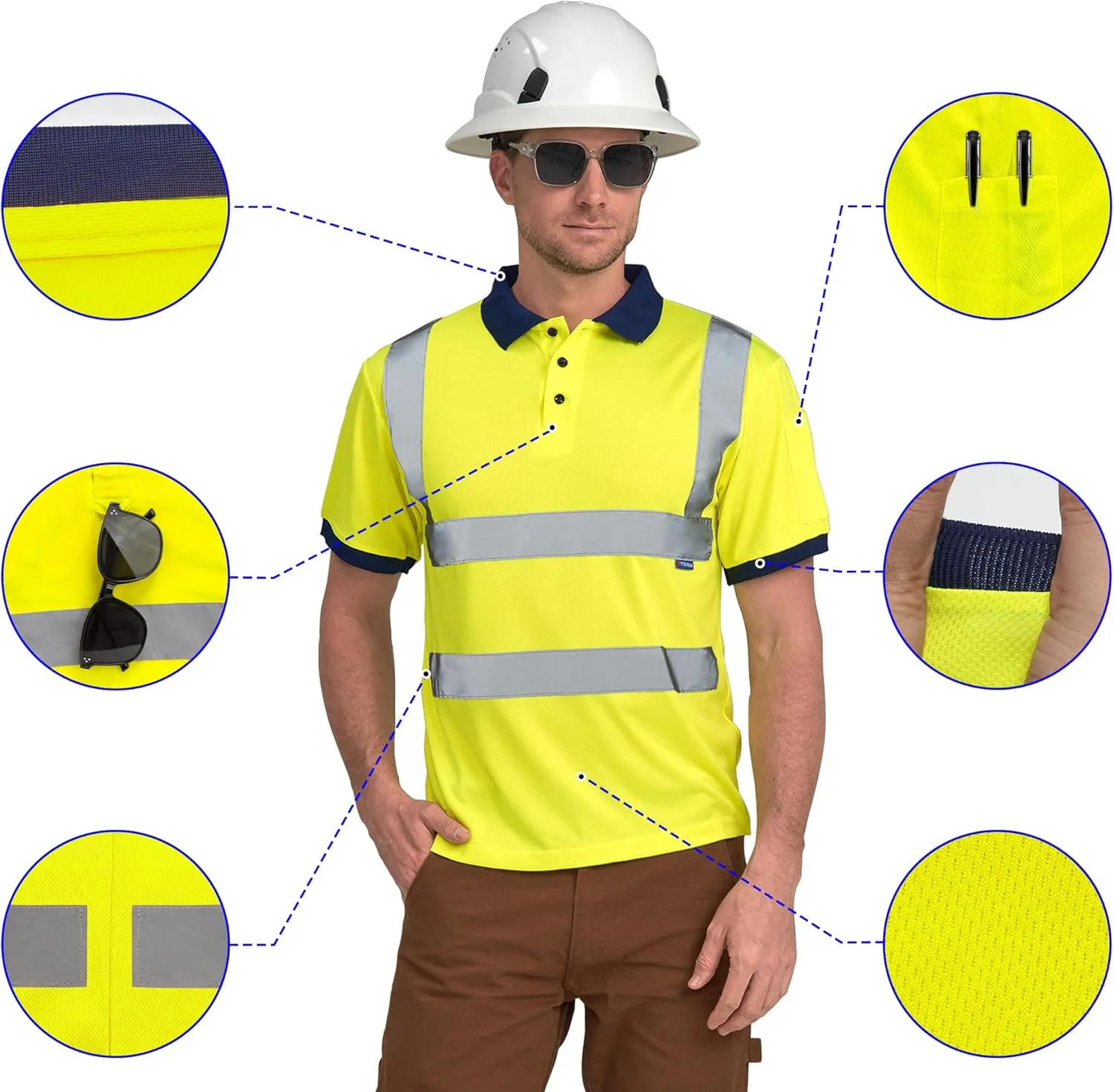 AYKRM High Visibility Security Polo Shirts neon Construction Work Shirts