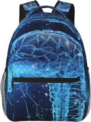Backpack Casual Daypack for Men Women Artificial Intelligence Brain Laptop Backpack Lightweight Travel Bag Shoulder Bag for Work Hiking