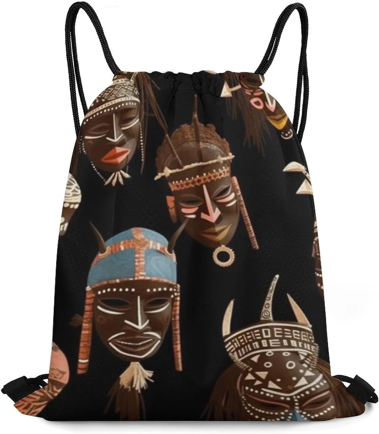Backpack Drawstring Backpack String Bag African Ritual Ethnic Tribal Printed Gym Sack