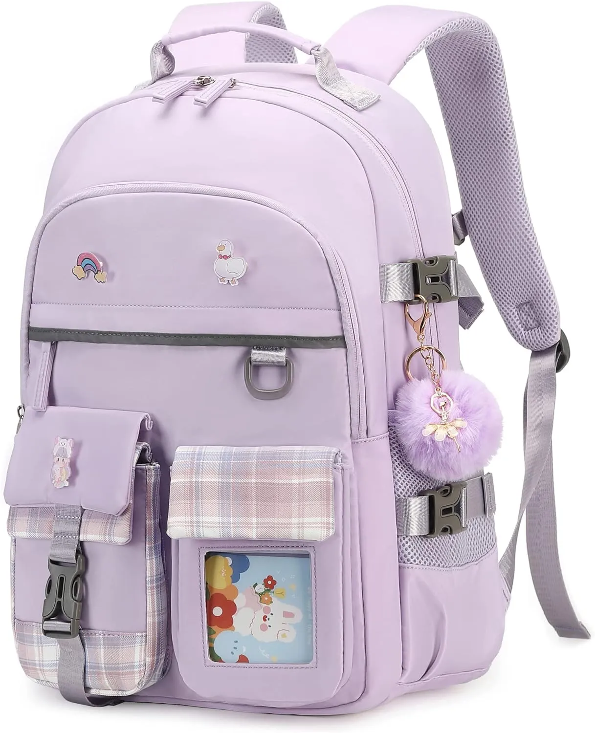 Backpack for Girls, 15.6 Inch Laptop School Bag Kids Kindergarten Elementary College Backpacks Large Bookbags for Teen Girl Women Students Casual Travel Daypacks (Purple)