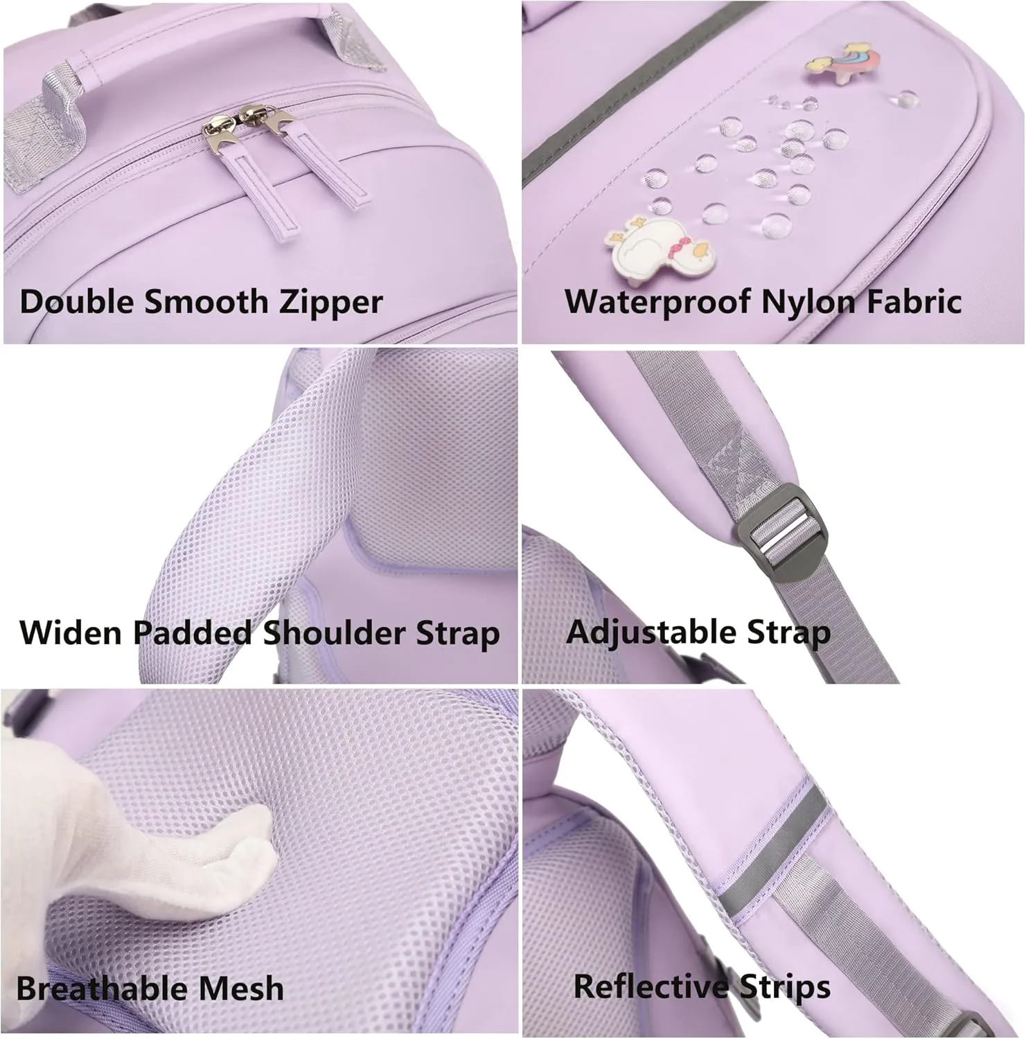Backpack for Girls, 15.6 Inch Laptop School Bag Kids Kindergarten Elementary College Backpacks Large Bookbags for Teen Girl Women Students Casual Travel Daypacks (Purple)