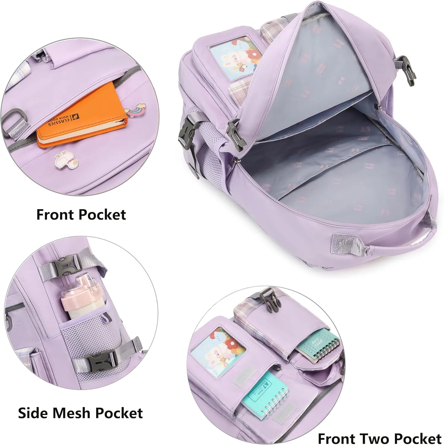 Backpack for Girls, 15.6 Inch Laptop School Bag Kids Kindergarten Elementary College Backpacks Large Bookbags for Teen Girl Women Students Casual Travel Daypacks (Purple)