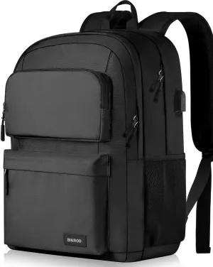 Backpack for School Teen Boys and Girls, School Backpack for Men and Women, Large Kids Bookbag with USB Charging Port Fit 15.6 Inch Laptop/Notebook, Black