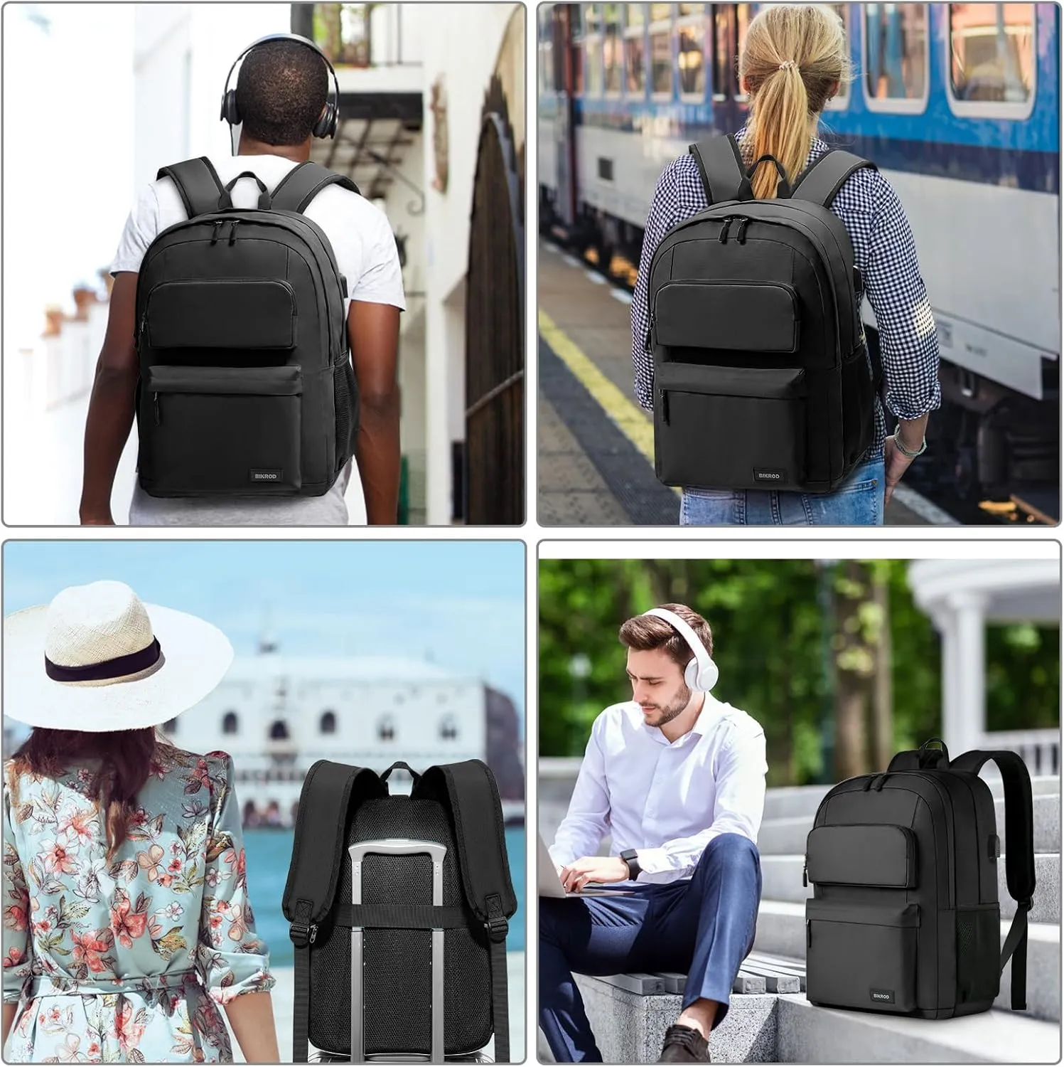 Backpack for School Teen Boys and Girls, School Backpack for Men and Women, Large Kids Bookbag with USB Charging Port Fit 15.6 Inch Laptop/Notebook, Black