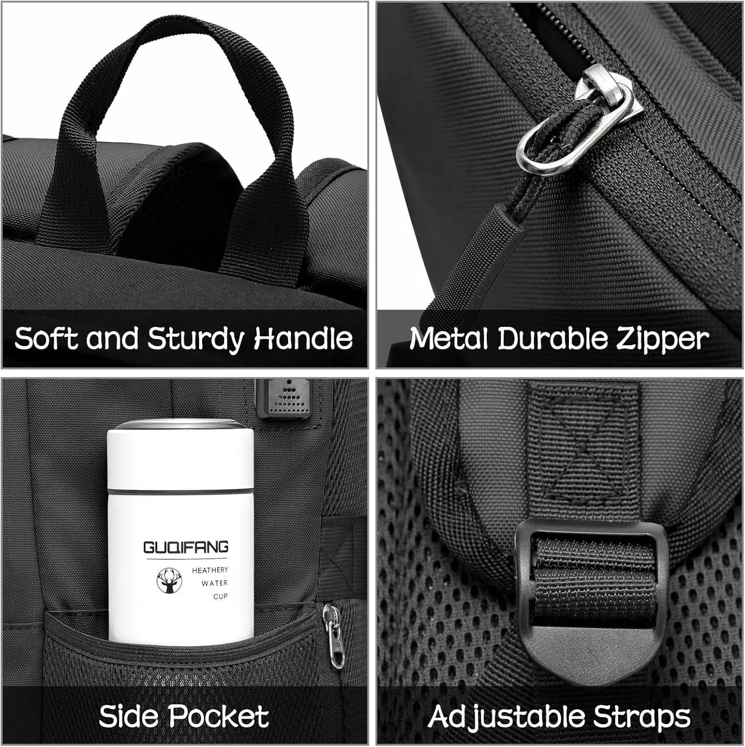 Backpack for School Teen Boys and Girls, School Backpack for Men and Women, Large Kids Bookbag with USB Charging Port Fit 15.6 Inch Laptop/Notebook, Black