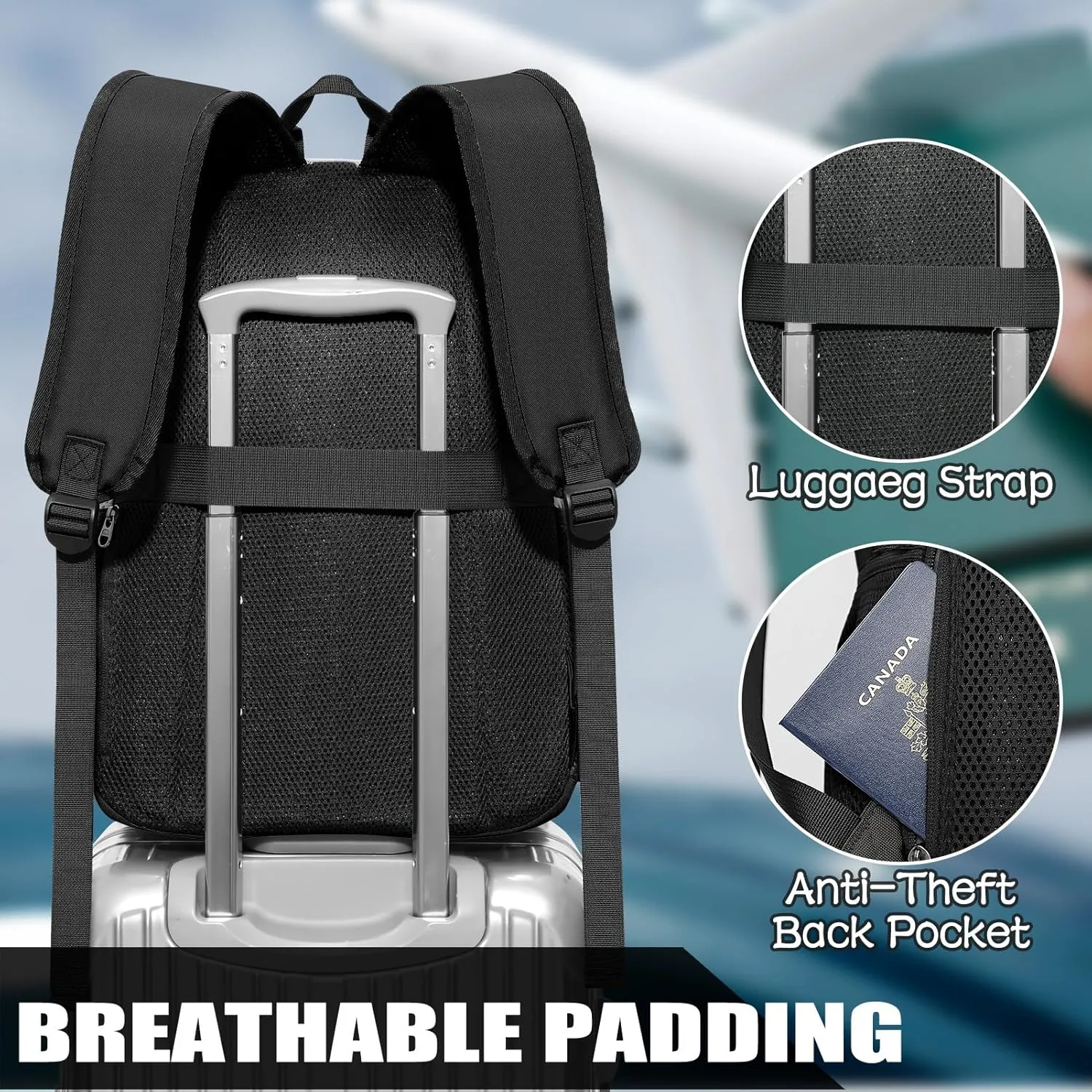 Backpack for School Teen Boys and Girls, School Backpack for Men and Women, Large Kids Bookbag with USB Charging Port Fit 15.6 Inch Laptop/Notebook, Black