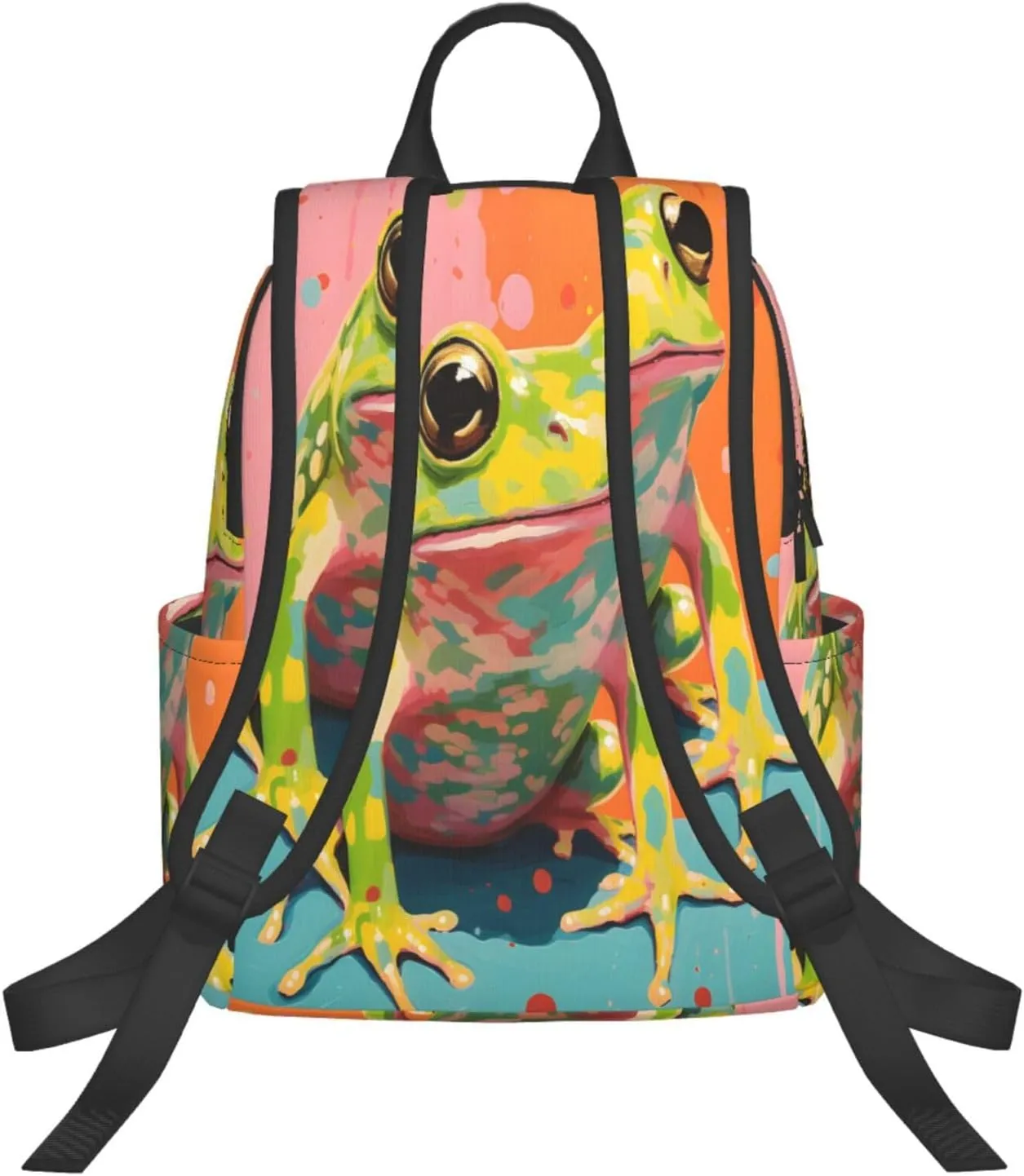 Backpack For Women Men Colorful Frog Art Painting Bookbag Lightweight Travel Casual Daypack Water Resistant Outdoor Hiking Sport Rucksack