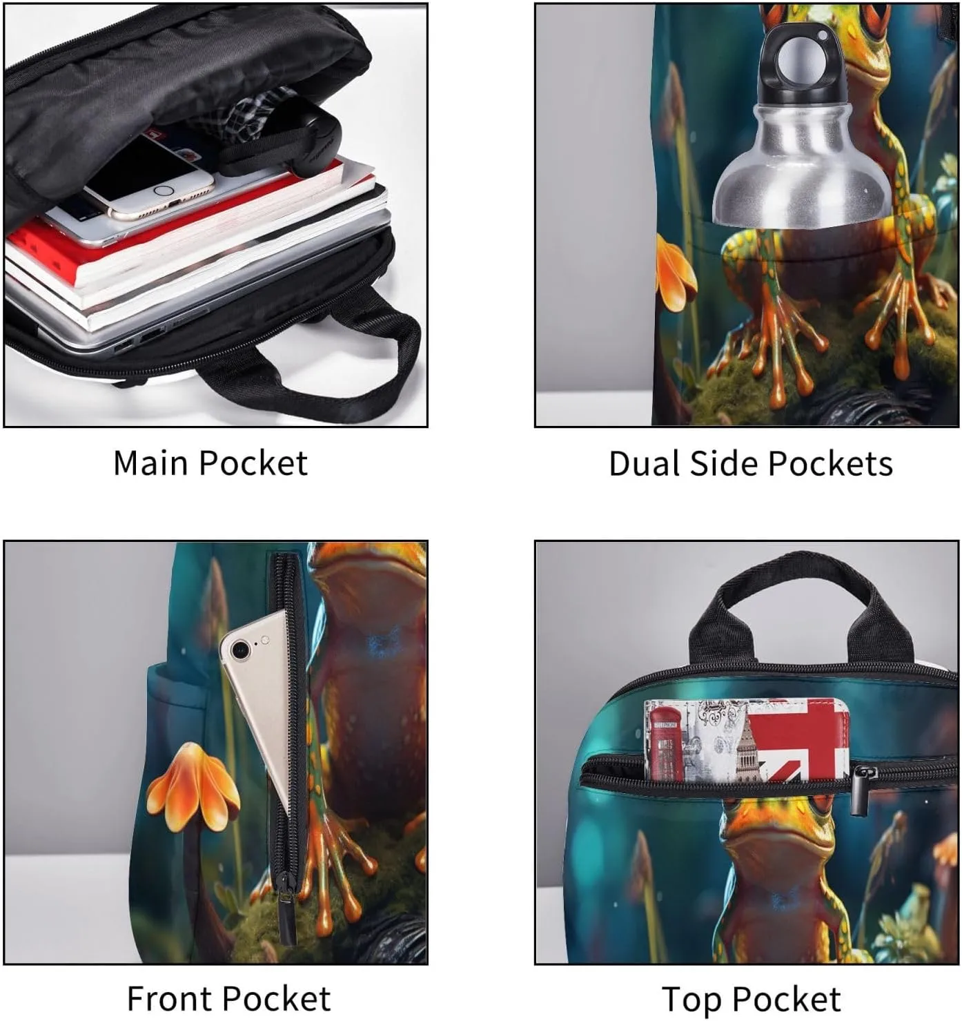Backpack For Women Men Forest Tree Frog Bookbag Lightweight Travel Casual Daypack Water Resistant Outdoor Hiking Sport Rucksack