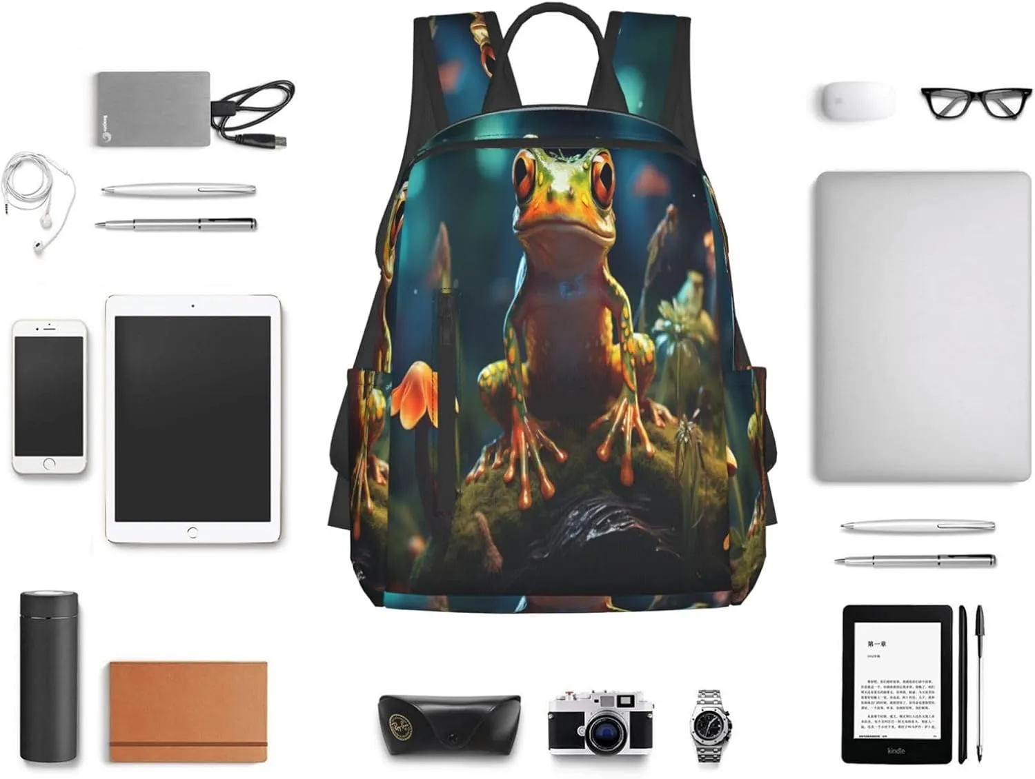 Backpack For Women Men Forest Tree Frog Bookbag Lightweight Travel Casual Daypack Water Resistant Outdoor Hiking Sport Rucksack