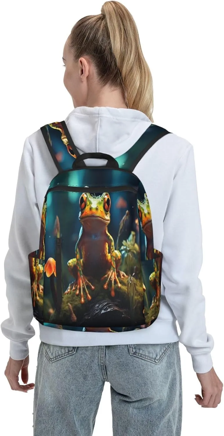 Backpack For Women Men Forest Tree Frog Bookbag Lightweight Travel Casual Daypack Water Resistant Outdoor Hiking Sport Rucksack