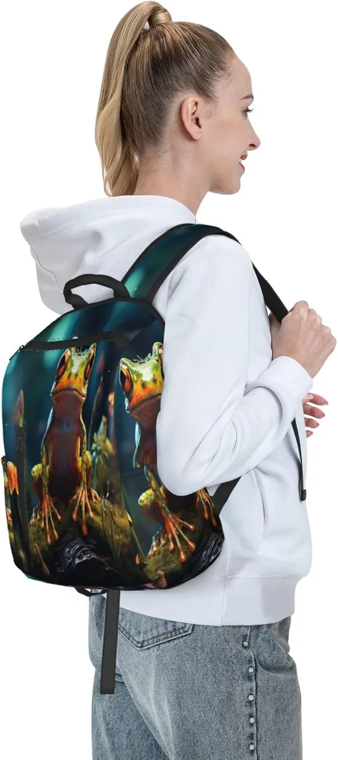 Backpack For Women Men Forest Tree Frog Bookbag Lightweight Travel Casual Daypack Water Resistant Outdoor Hiking Sport Rucksack
