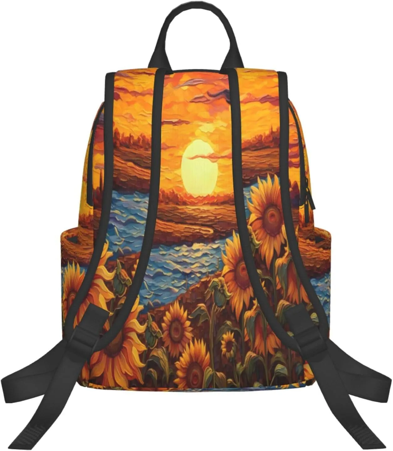 Backpack For Women Men Sunflower Sunset Art Bookbag Lightweight Travel Casual Daypack Water Resistant Outdoor Hiking Sport Rucksack