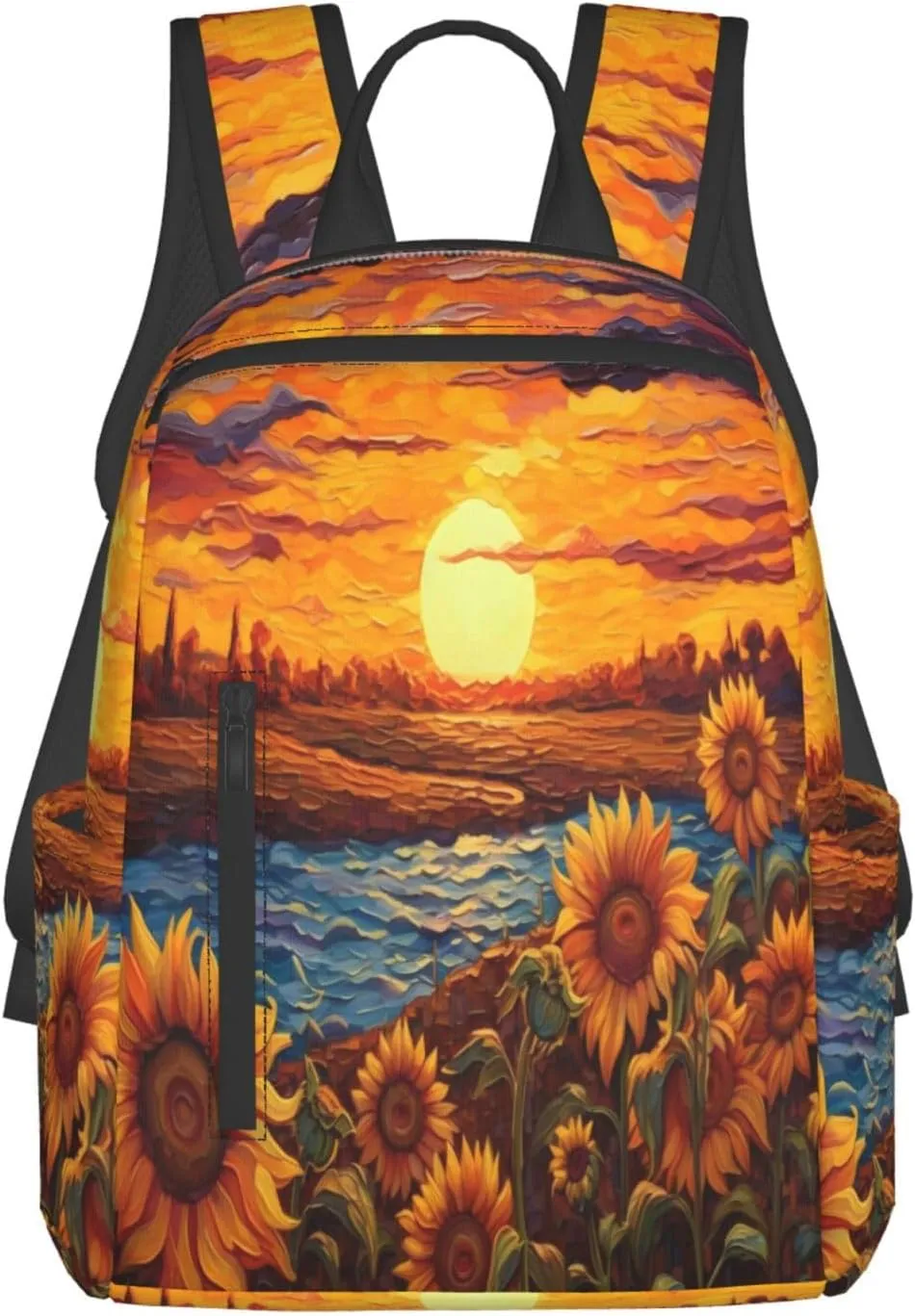 Backpack For Women Men Sunflower Sunset Art Bookbag Lightweight Travel Casual Daypack Water Resistant Outdoor Hiking Sport Rucksack